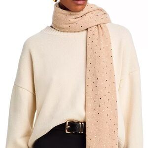 Bloomies Taupe/Gold Polka Dots Cashmere Scarf